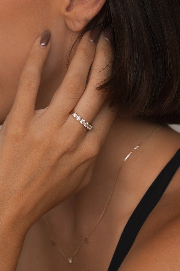 Large Pave Round Wedding Band