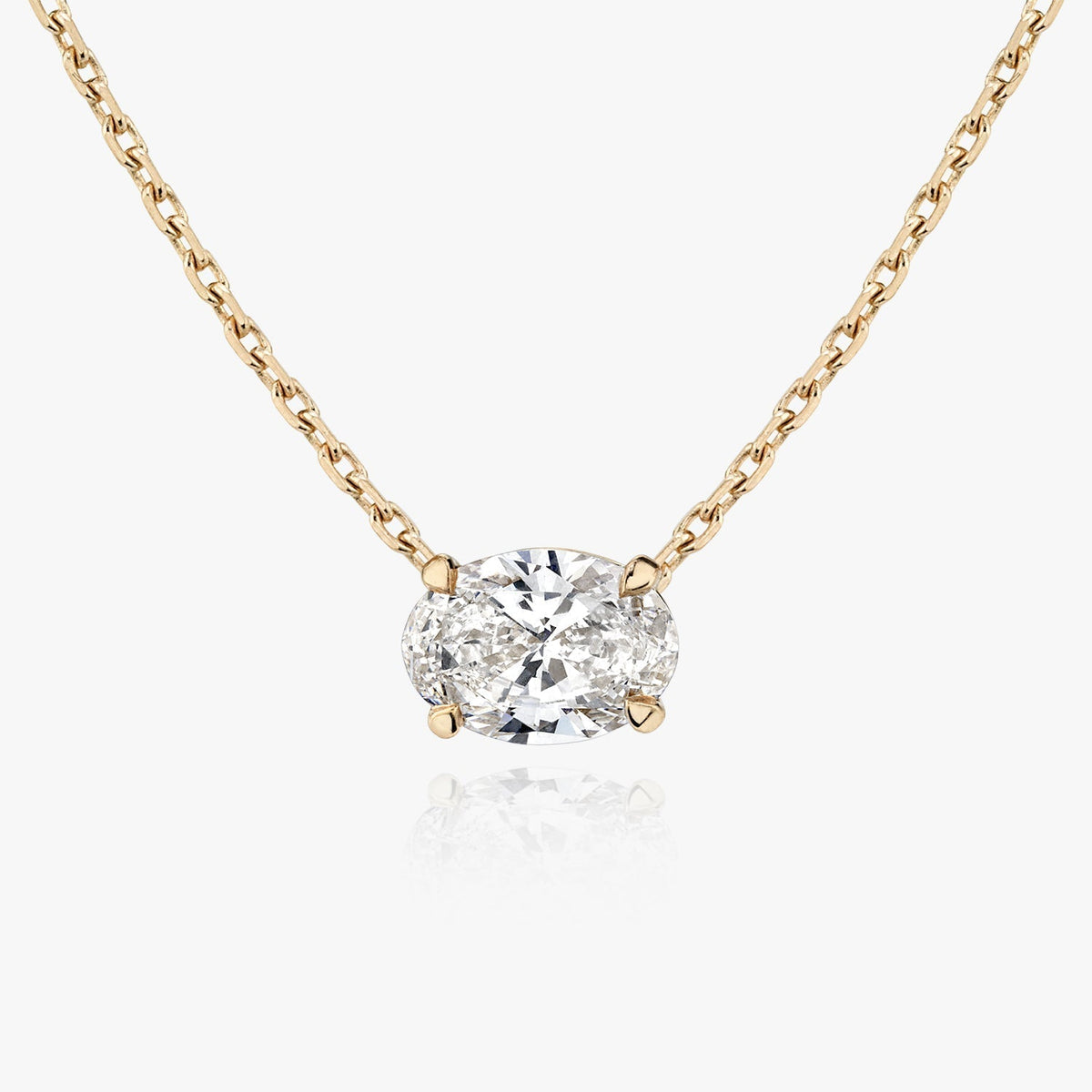 1.0 CT Oval Solitaire  Lab Grown Diamond Necklace