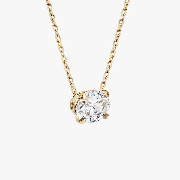 1.0 CT Oval Solitaire  Lab Grown Diamond Necklace