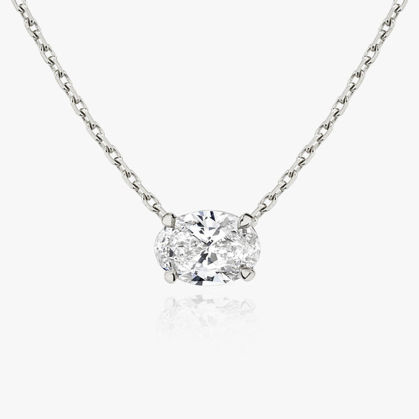 1.0 CT Oval Solitaire  Lab Grown Diamond Necklace