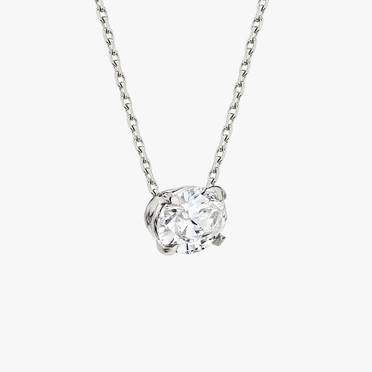 1.0 CT Oval Solitaire  Lab Grown Diamond Necklace