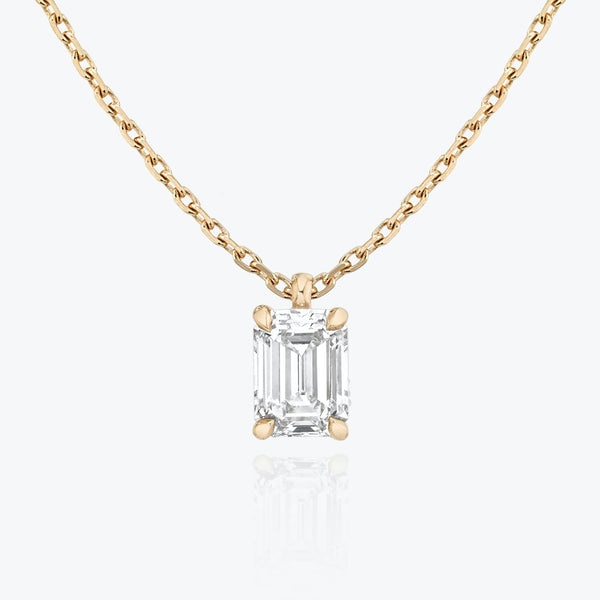 1.0 CT Emerald Solitaire  Lab Grown Diamond Necklace