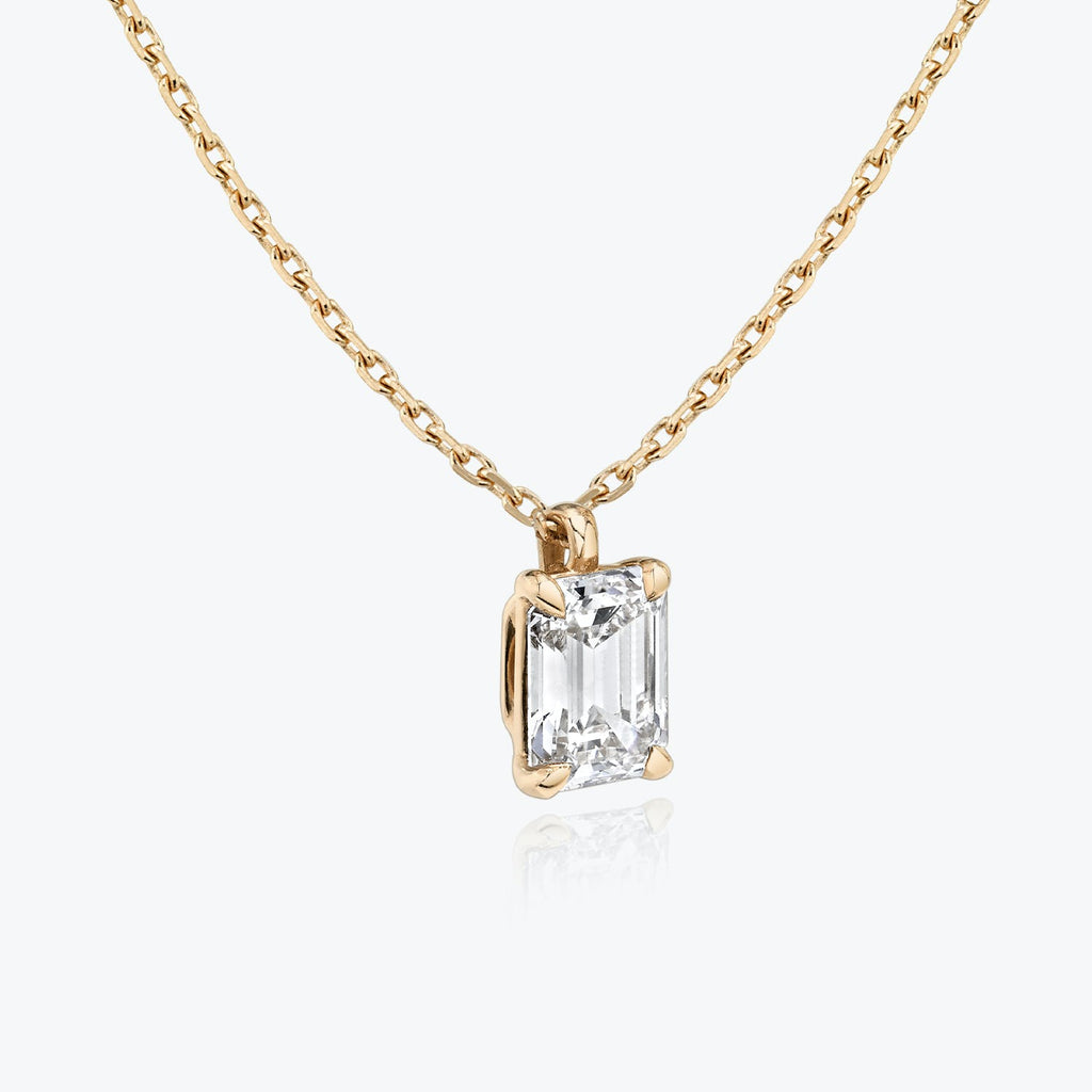 1.0 CT Emerald Solitaire  Lab Grown Diamond Necklace