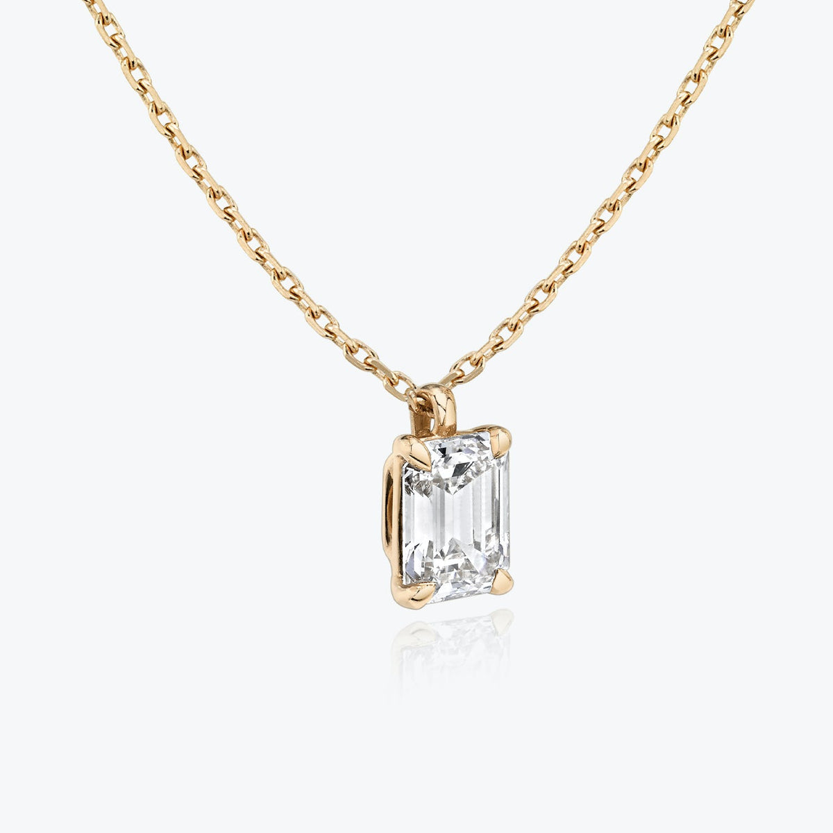 1.0 CT Emerald Solitaire  Lab Grown Diamond Necklace