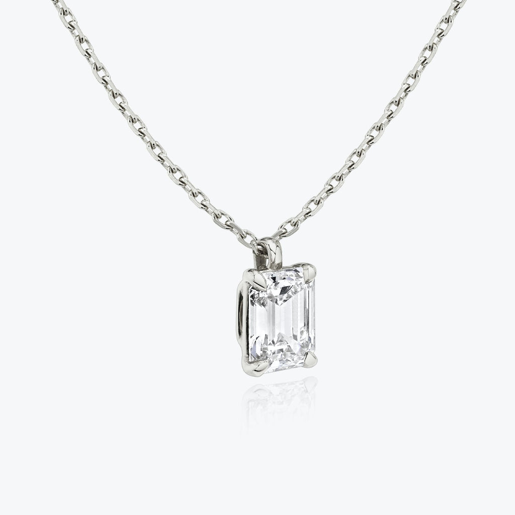 1.0 CT Emerald Solitaire  Lab Grown Diamond Necklace
