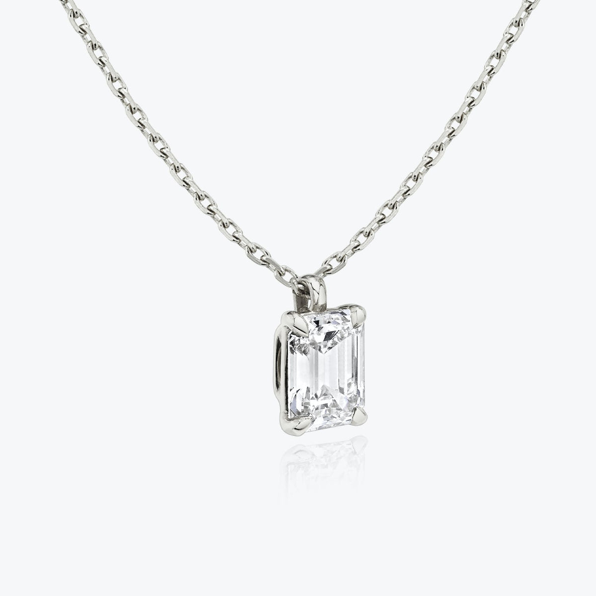 1.0 CT Emerald Solitaire  Lab Grown Diamond Necklace