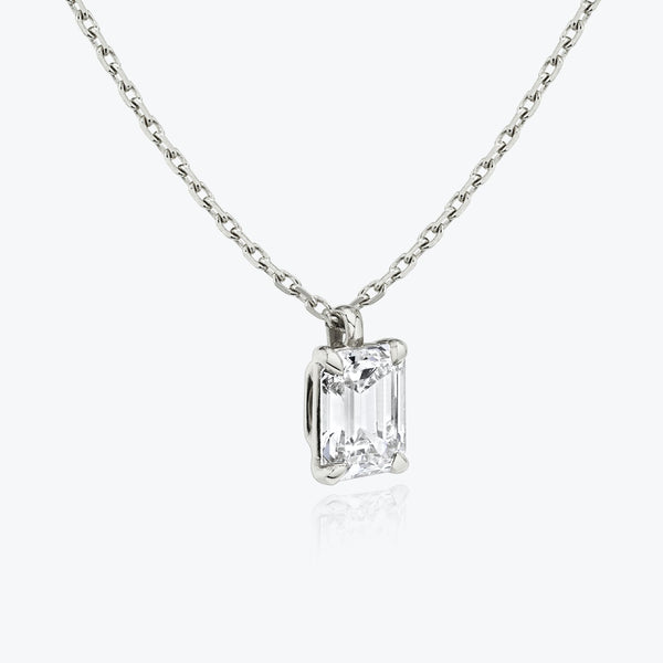 1.0 CT Emerald Solitaire  Lab Grown Diamond Necklace
