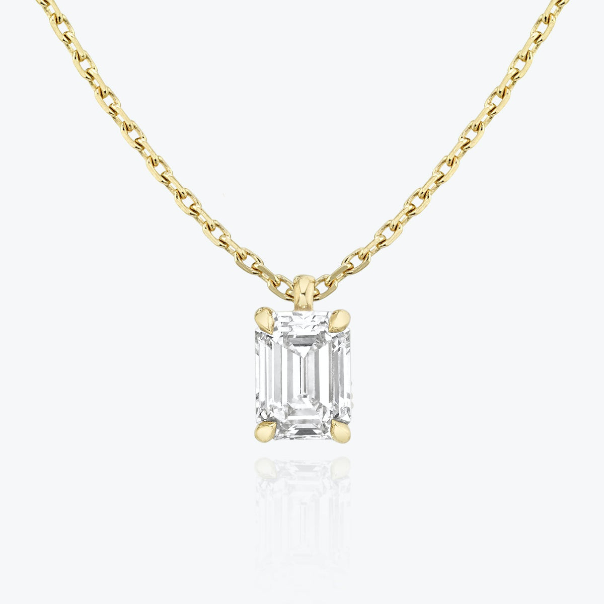 1.0 CT Emerald Solitaire  Lab Grown Diamond Necklace
