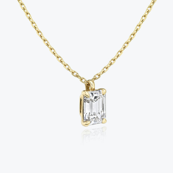 1.0 CT Emerald Solitaire  Lab Grown Diamond Necklace