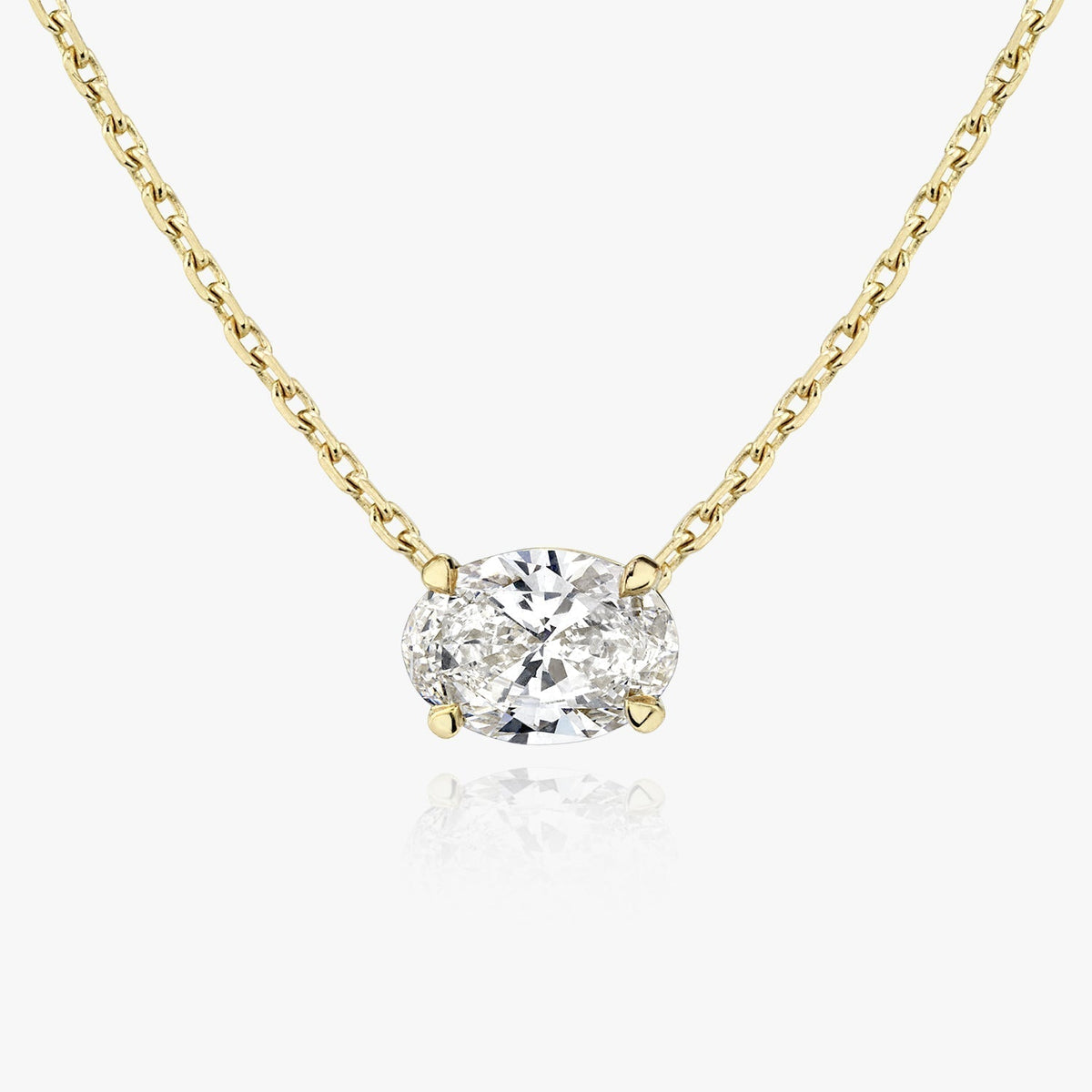 1.0 CT Oval Solitaire  Lab Grown Diamond Necklace