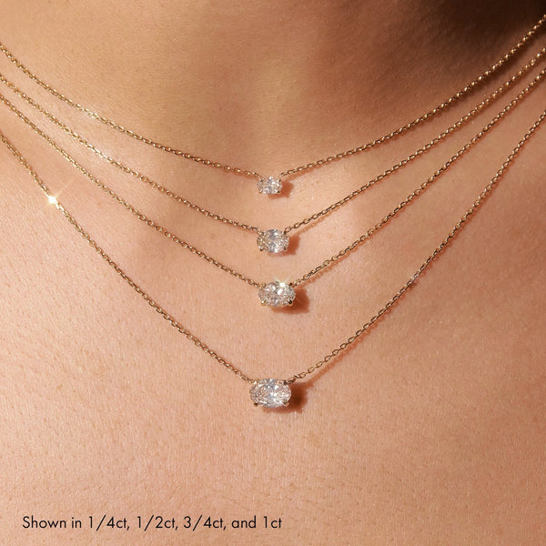 1.0 CT Oval Solitaire  Lab Grown Diamond Necklace