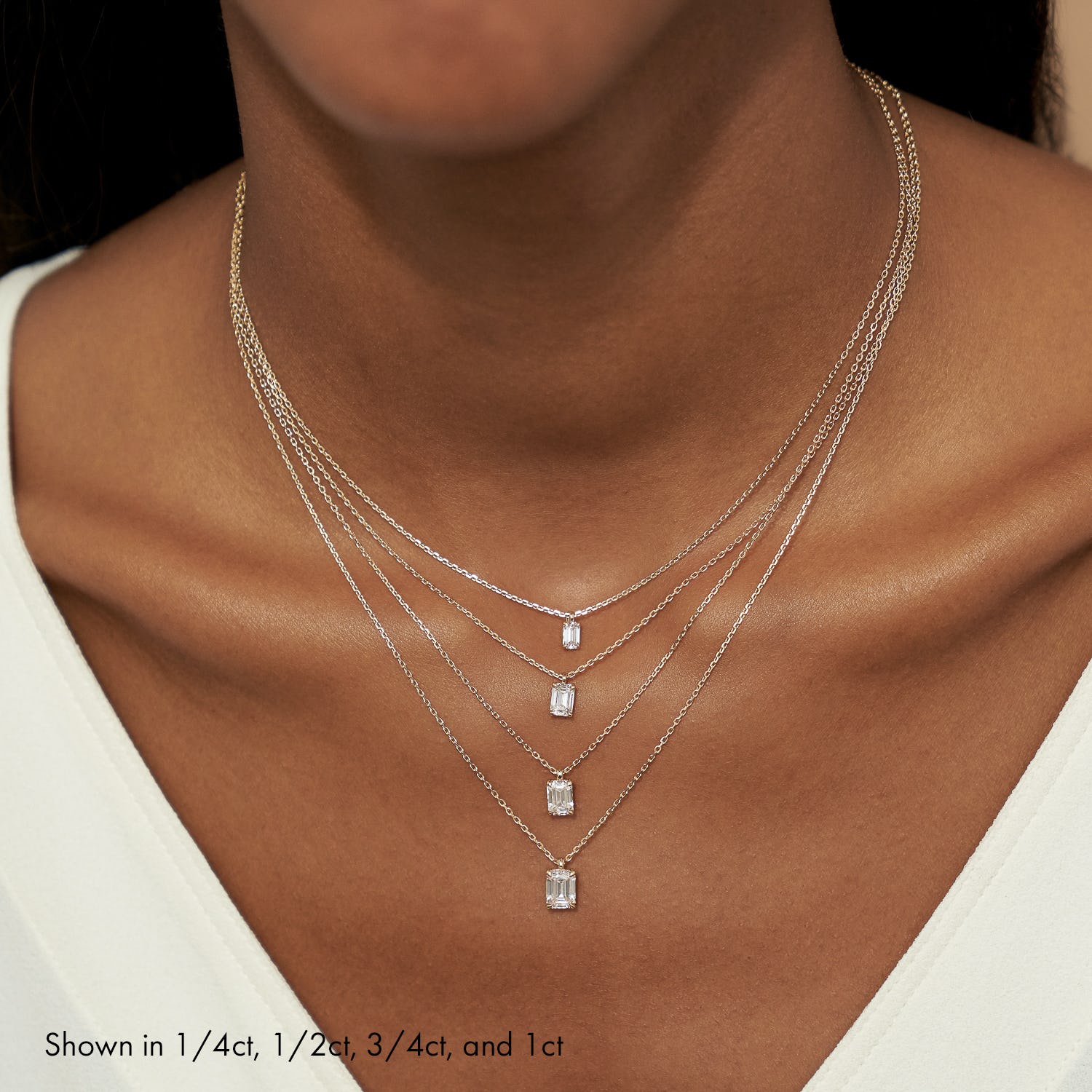 1.0 CT Emerald Solitaire  Lab Grown Diamond Necklace Secondary image