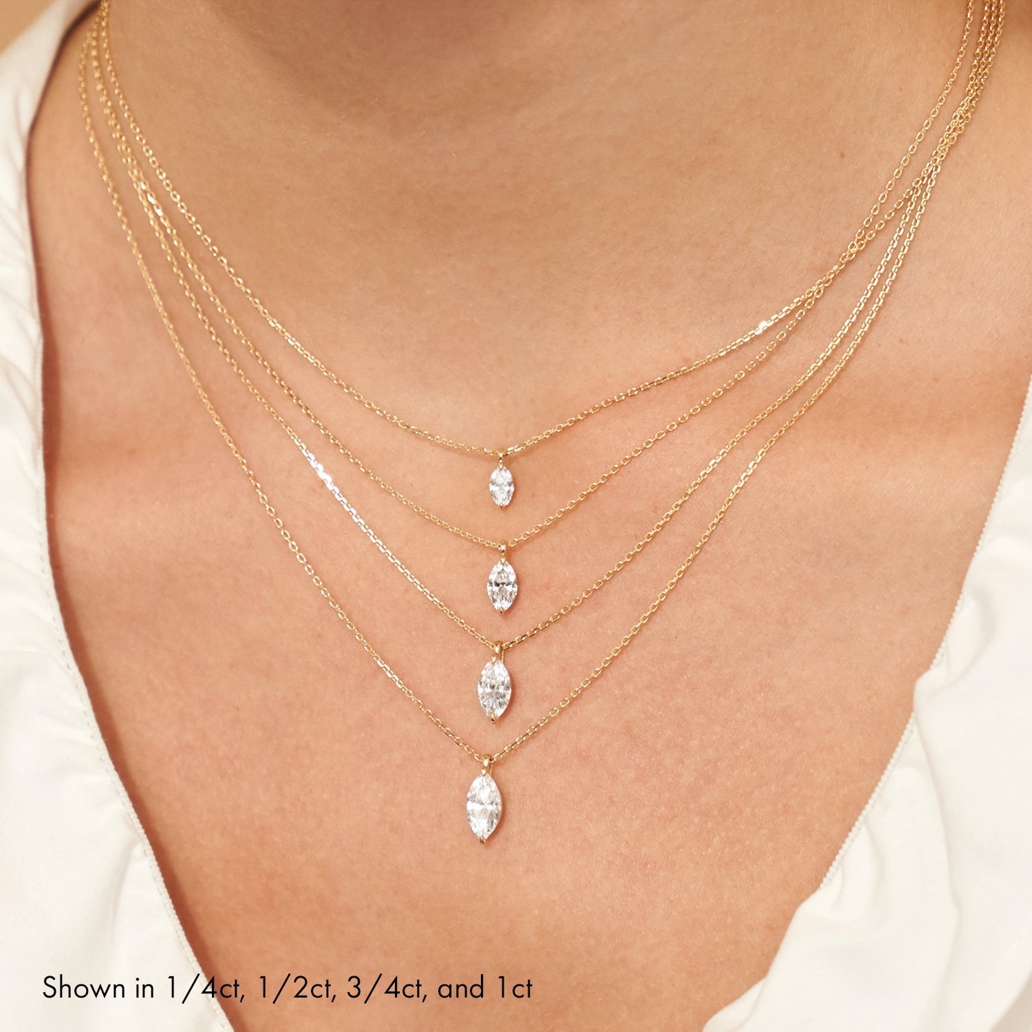 1.0 CT Marquise Solitaire  Lab Grown Diamond Necklace Secondary image