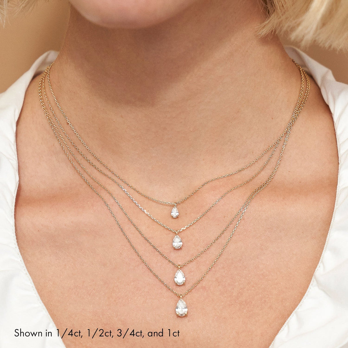 1.0 CT Pear Solitaire  Lab Grown Diamond Necklace