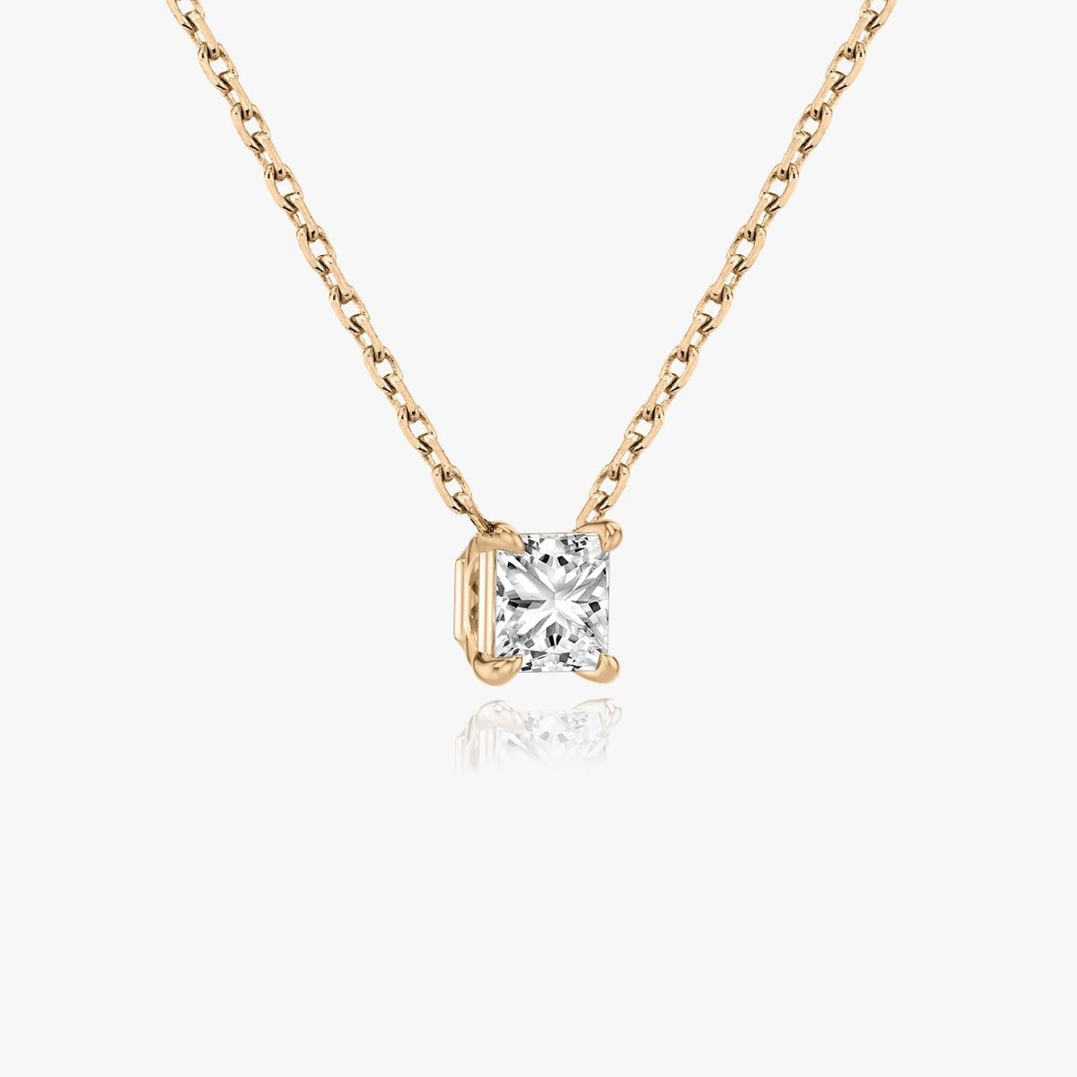 1.0 CT Princess Solitaire  Lab Grown Diamond Necklace