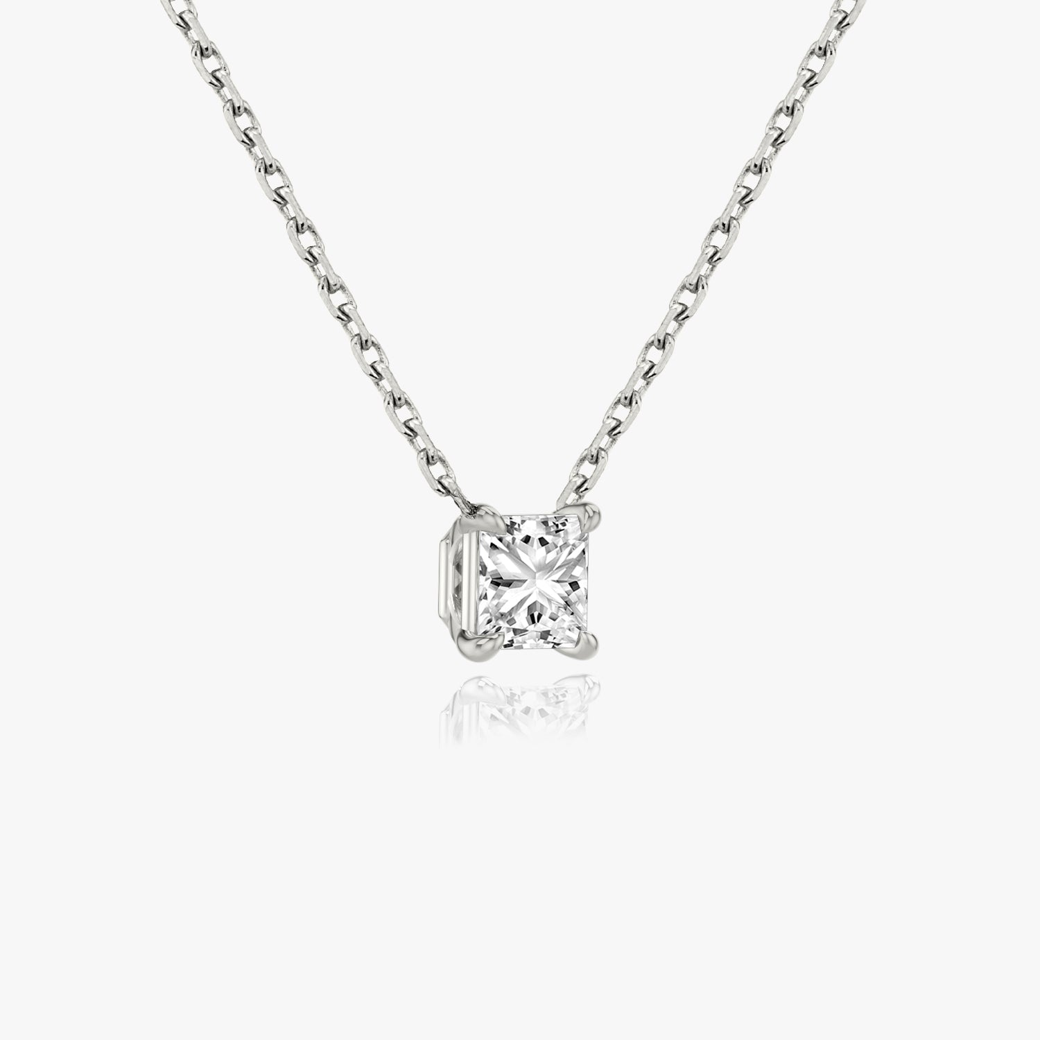 1.0 CT Princess Solitaire  Lab Grown Diamond Necklace Secondary image