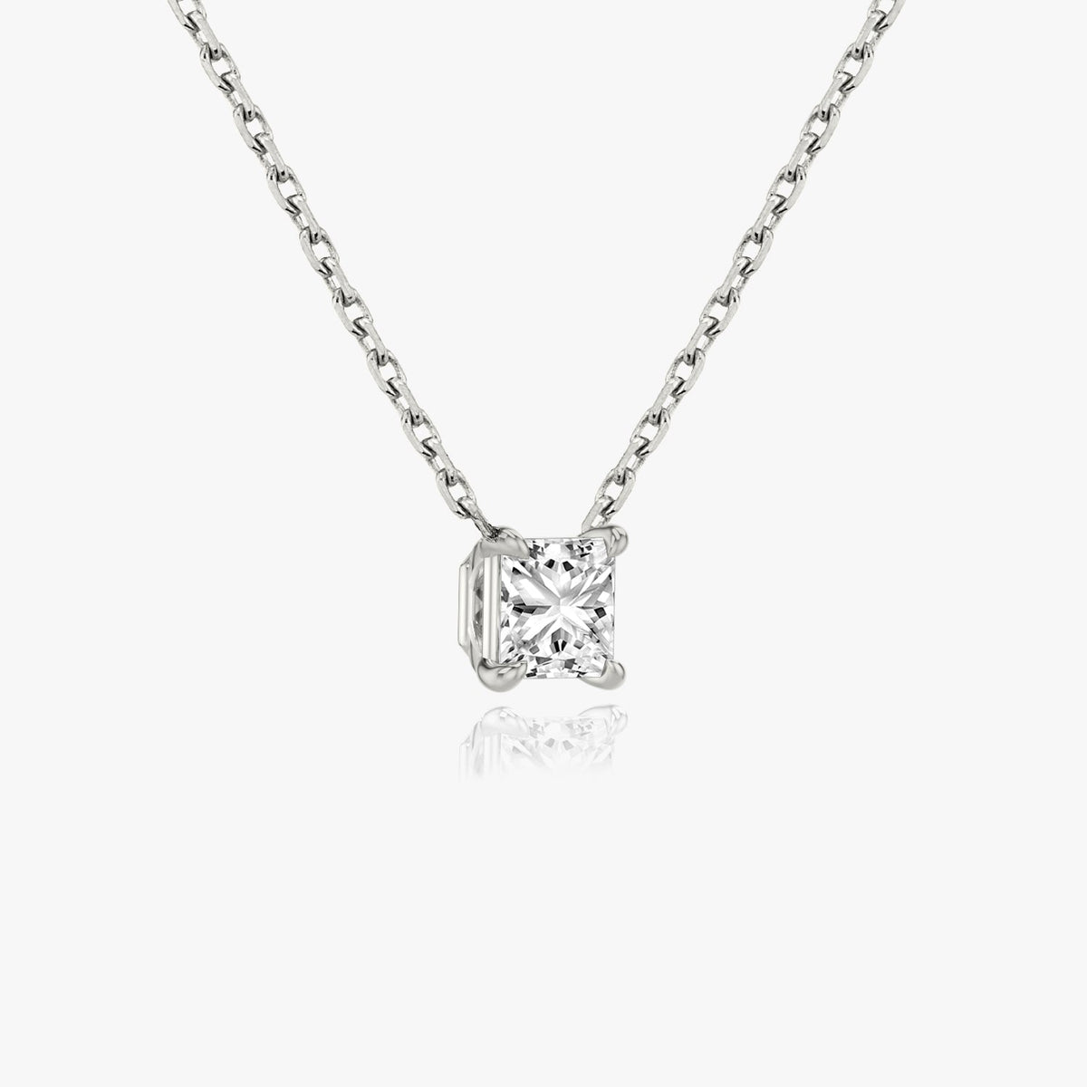 1.0 CT Princess Solitaire  Lab Grown Diamond Necklace