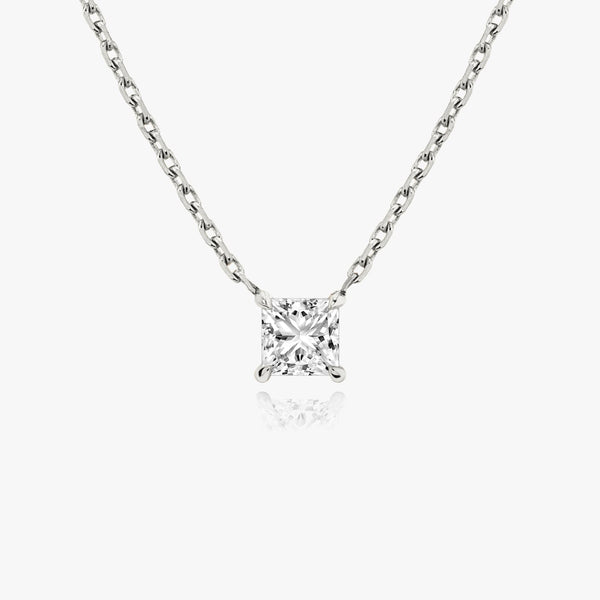 1.0 CT Princess Solitaire  Lab Grown Diamond Neckl