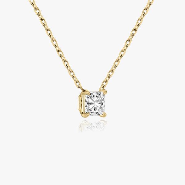 1.0 CT Princess Solitaire  Lab Grown Diamond Necklace