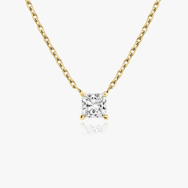 1.0 CT Princess Solitaire  Lab Grown Diamond Necklace