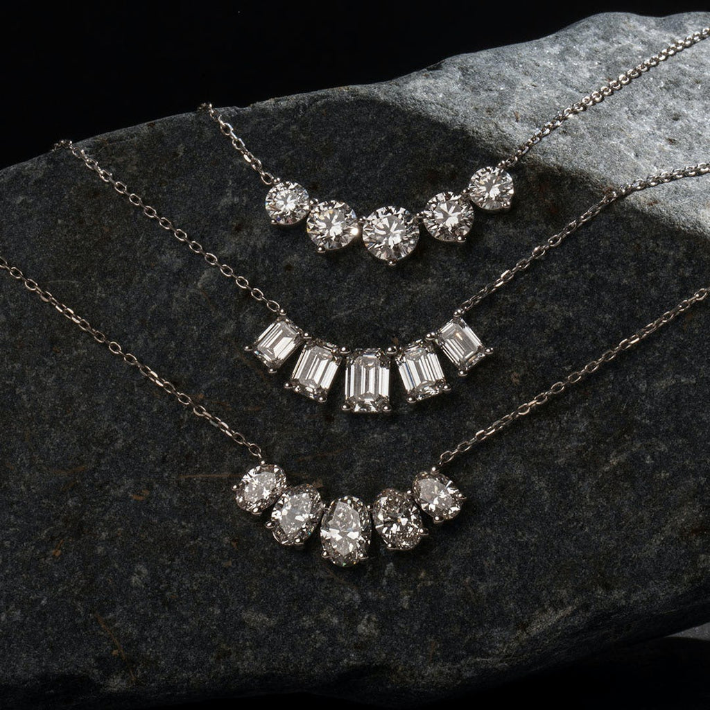 3.50 TCW Emerald  Lab Grown Diamond Necklace