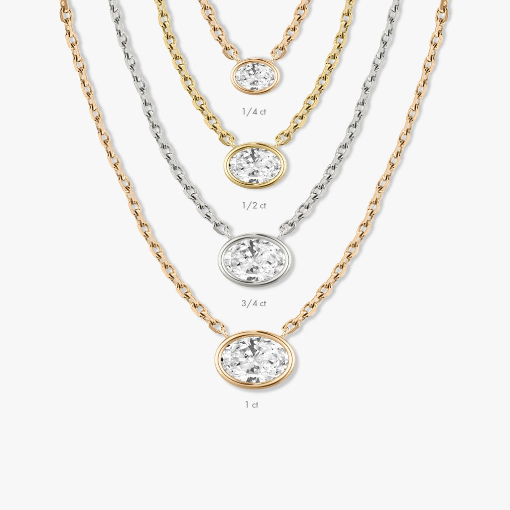 1.0 CT Oval Bezel Lab Grown Diamond Necklace