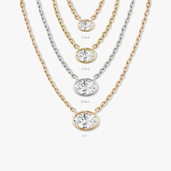 1.0 CT Oval Bezel Lab Grown Diamond Necklace