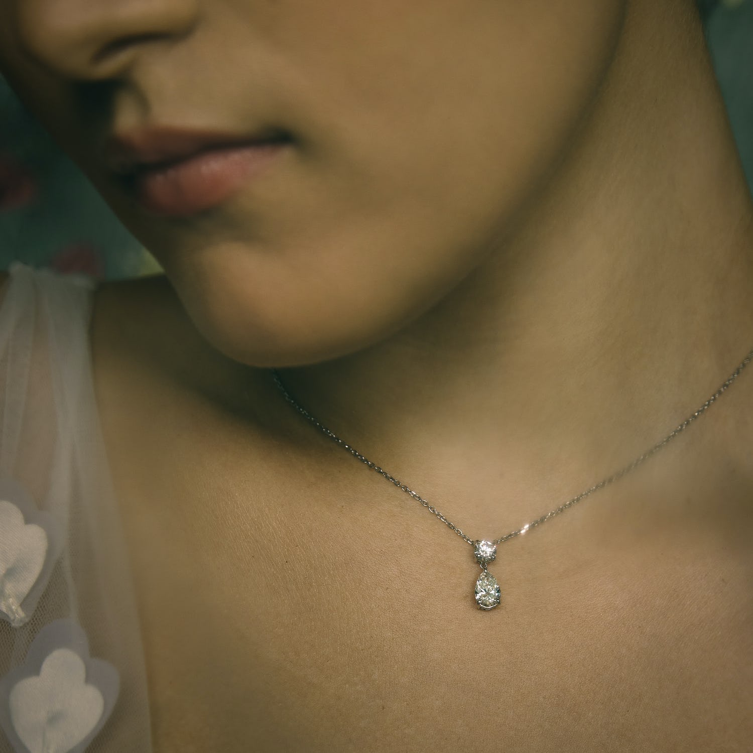 1.50 TCW Pear & Round Lab Grown Diamond Necklace 副图