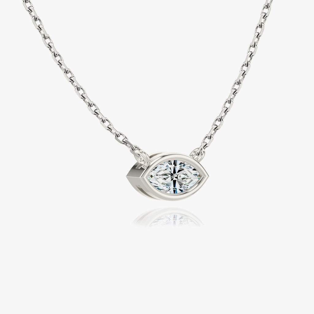 1.0 CT Marquise Bezel Solitaire Lab Grown Diamond Necklace