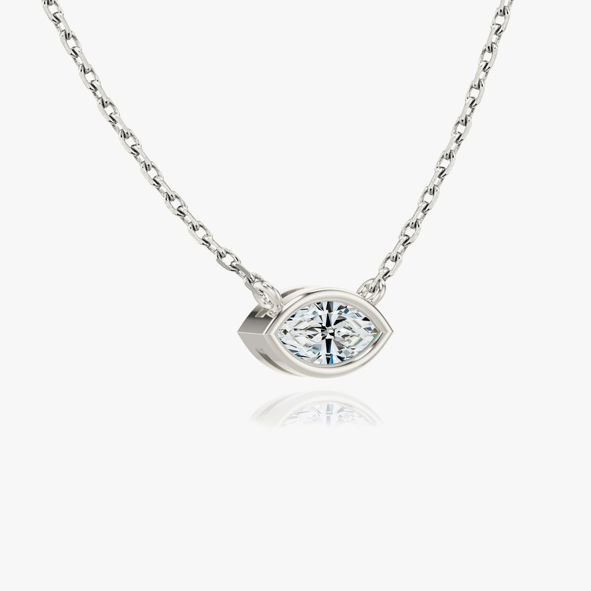 1.0 CT Marquise Bezel Solitaire Lab Grown Diamond Necklace