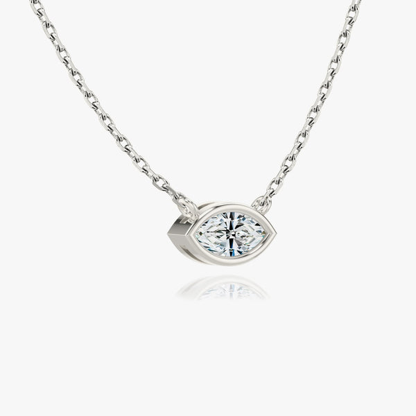1.0 CT Marquise Bezel Solitaire Lab Grown Diamond Necklace