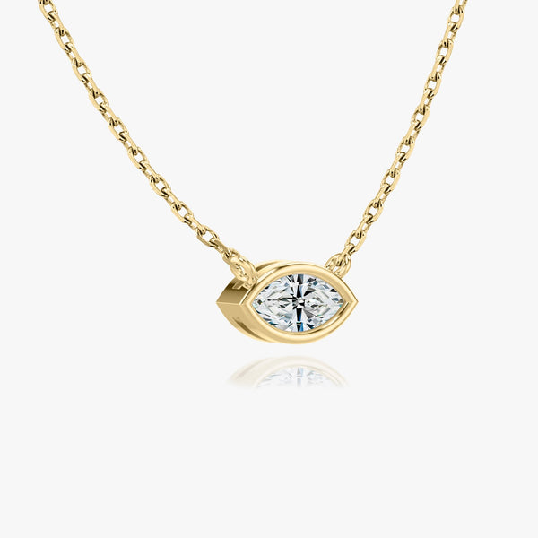 1.0 CT Marquise Bezel Solitaire Lab Grown Diamond Necklace
