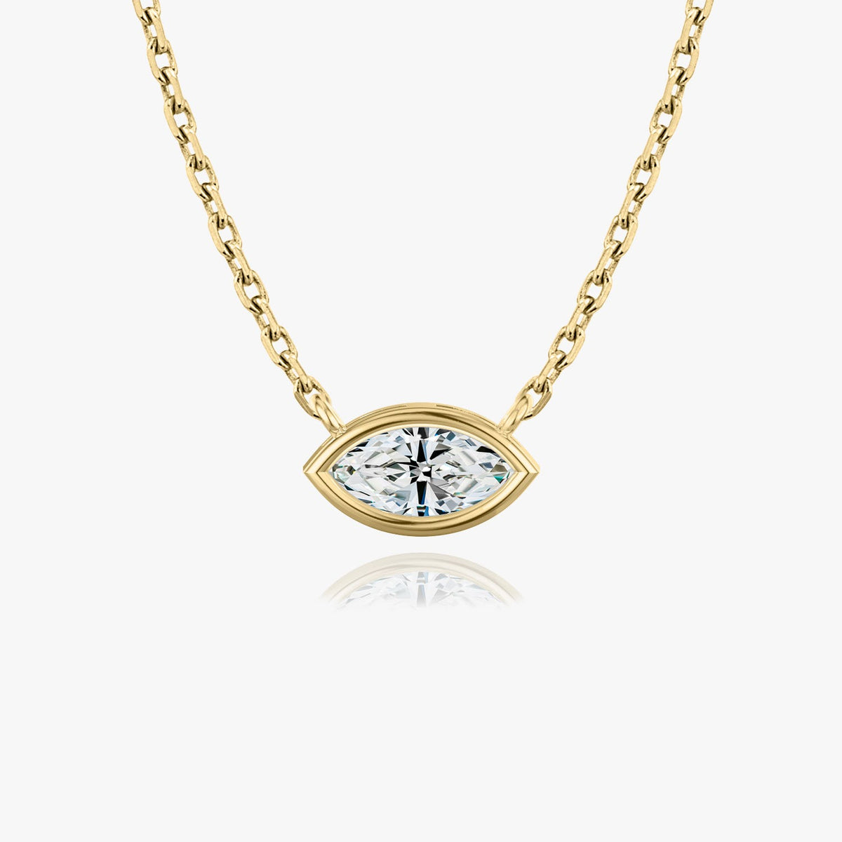 1.0 CT Marquise Bezel Solitaire Lab Grown Diamond Necklace