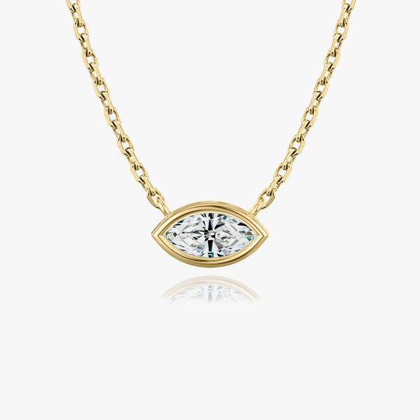 1.0 CT Marquise Bezel Solitaire Lab Grown Diamond Necklace