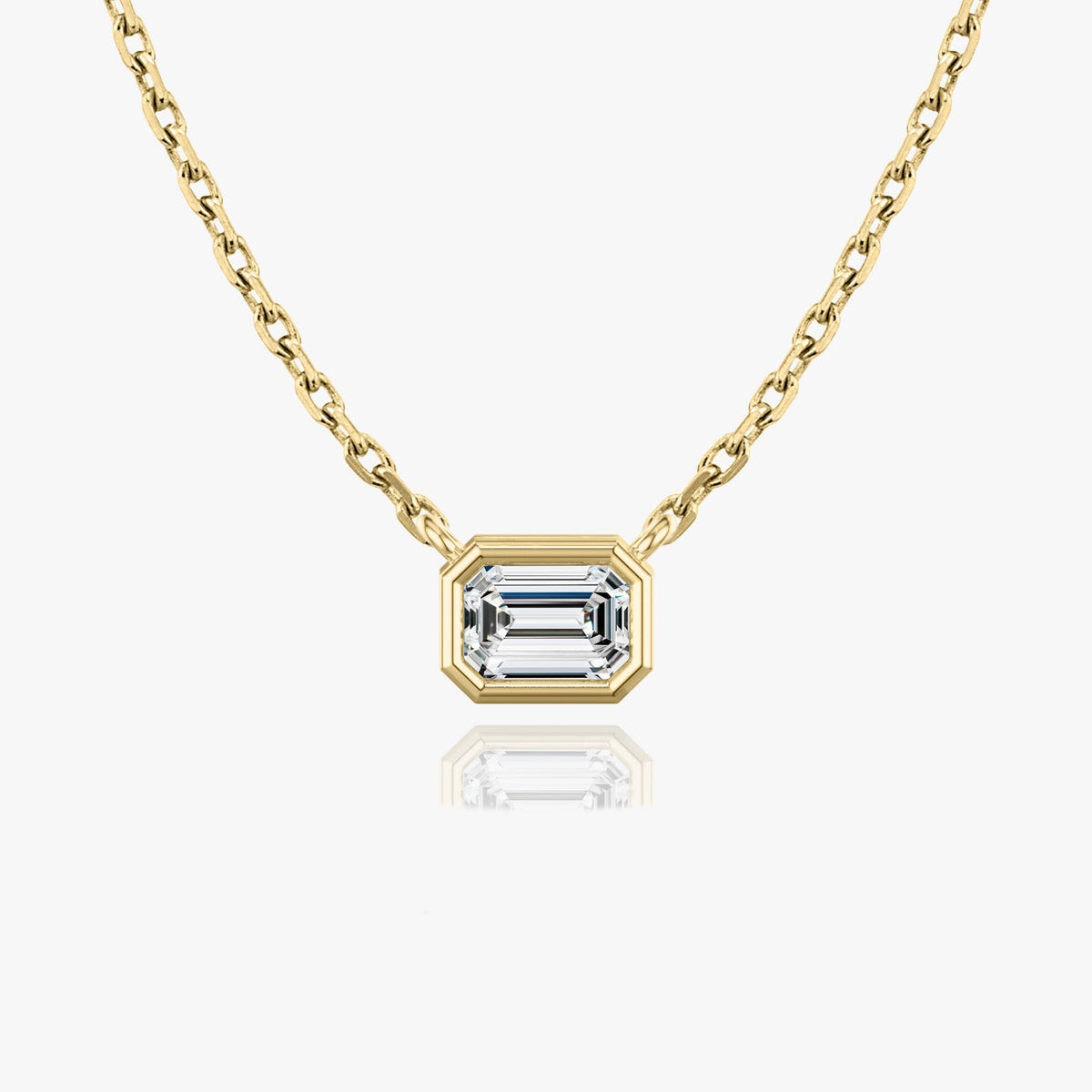 1.0 CT Emerald Bezel Solitaire  Lab Grown Diamond Necklace