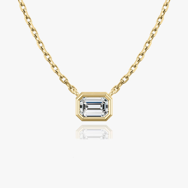 1.0 CT Emerald Bezel Solitaire  Lab Grown Diamond Necklace