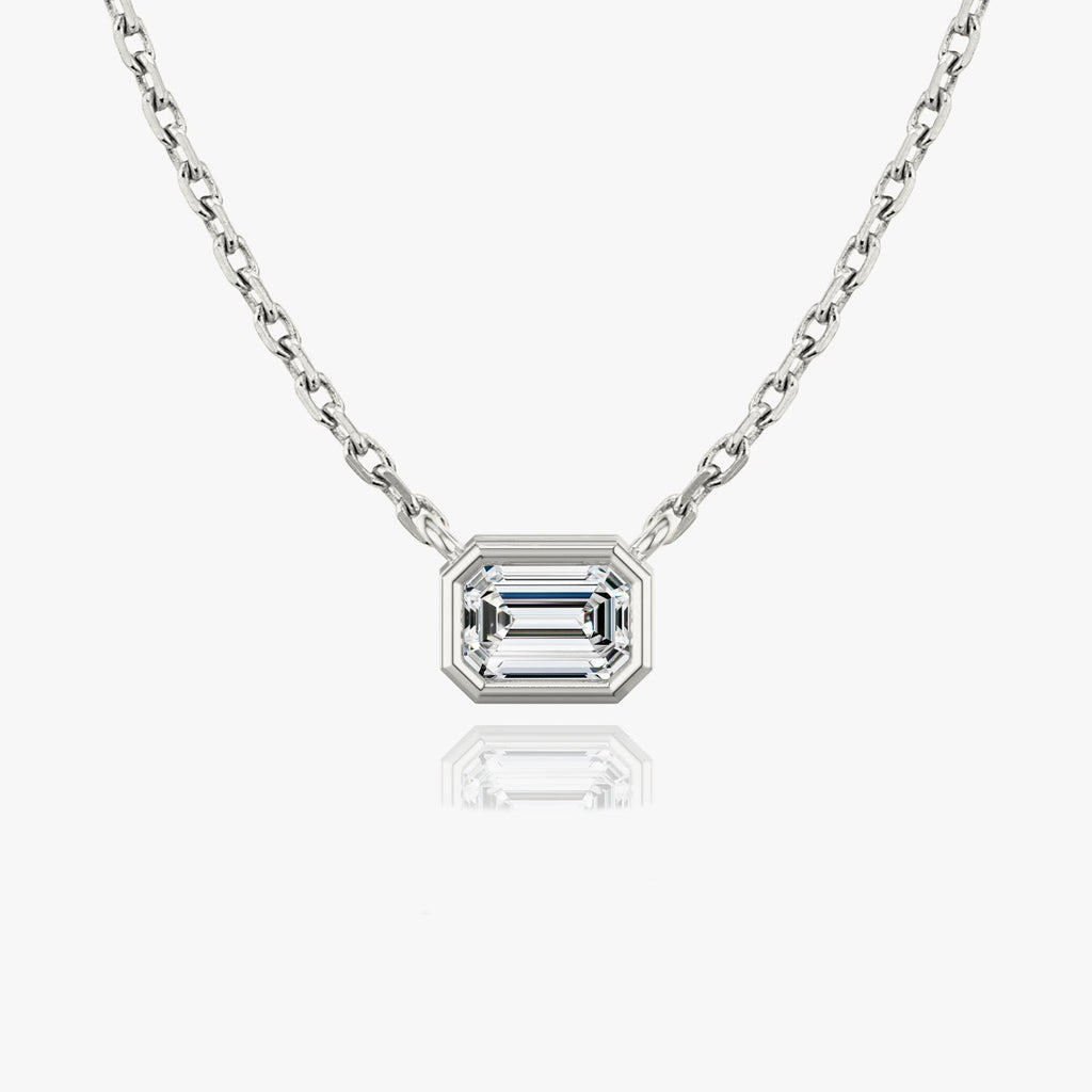 1.0 CT Emerald Bezel Solitaire  Lab Grown Diamond 