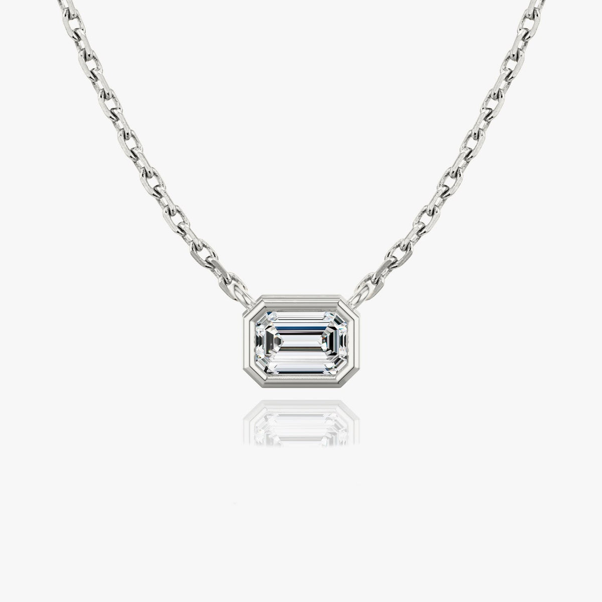 1.0 CT Emerald Bezel Solitaire  Lab Grown Diamond 