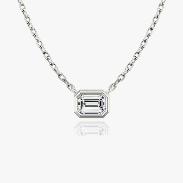 1.0 CT Emerald Bezel Solitaire  Lab Grown Diamond 