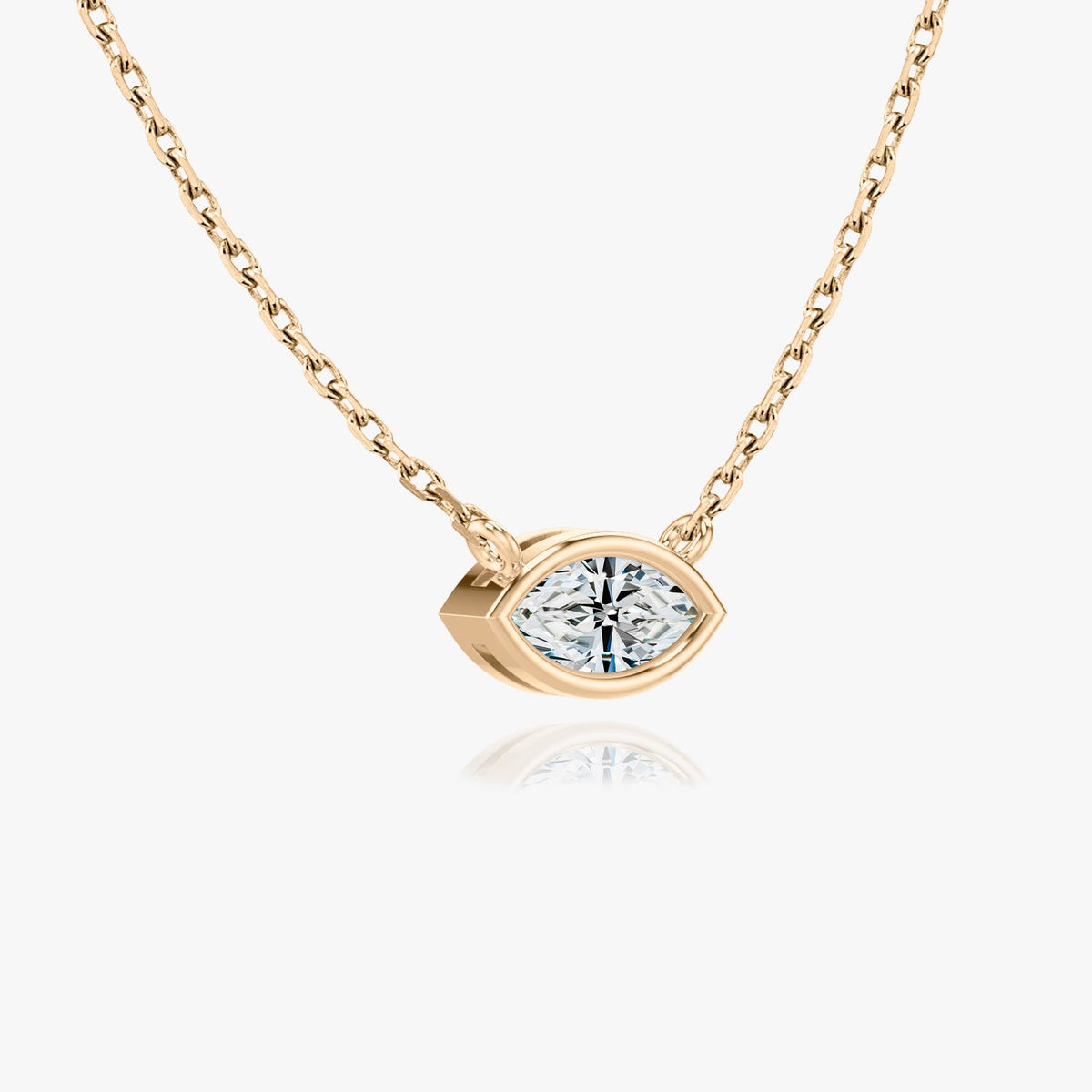 1.0 CT Marquise Bezel Solitaire Lab Grown Diamond Necklace