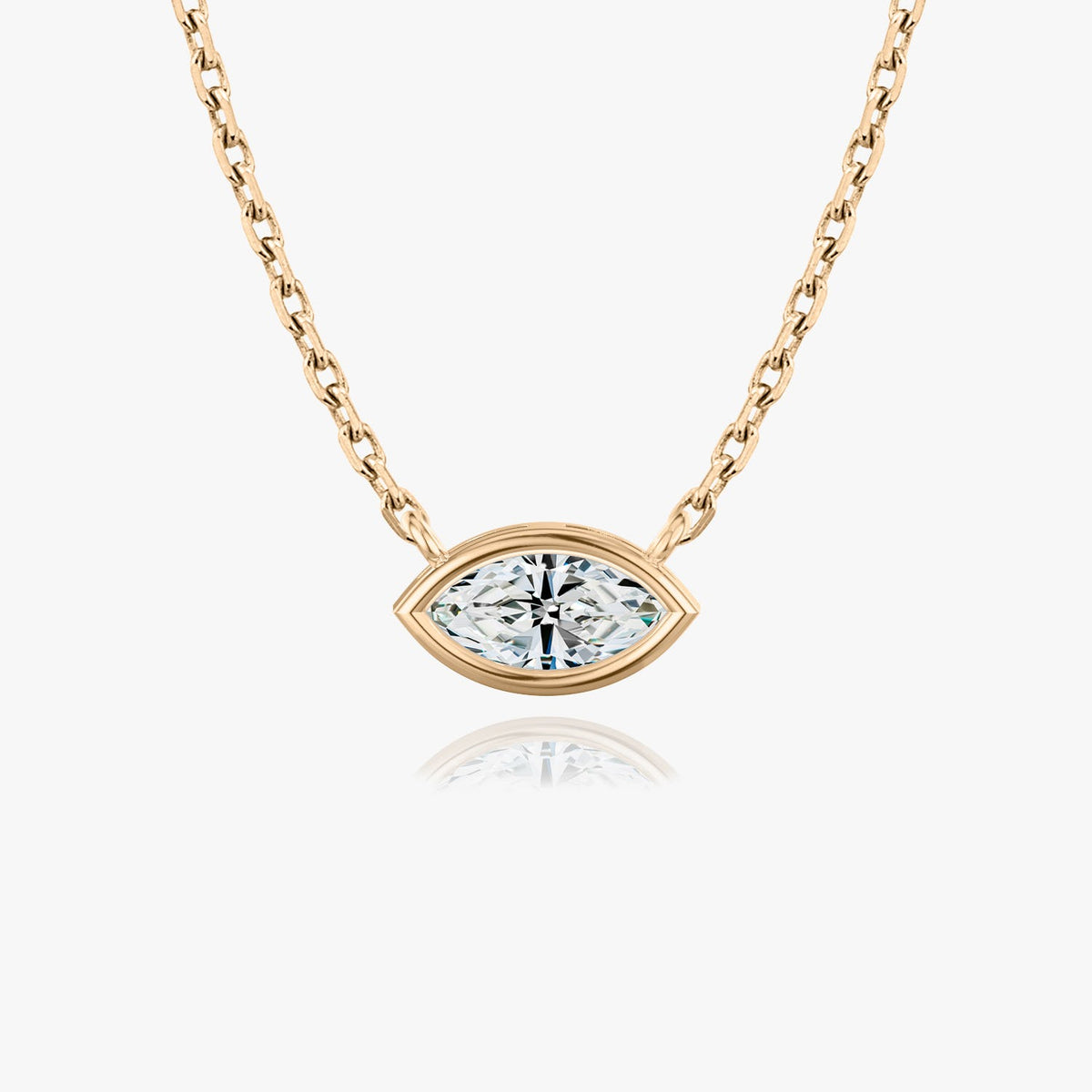 1.0 CT Marquise Bezel Solitaire Lab Grown Diamond Necklace