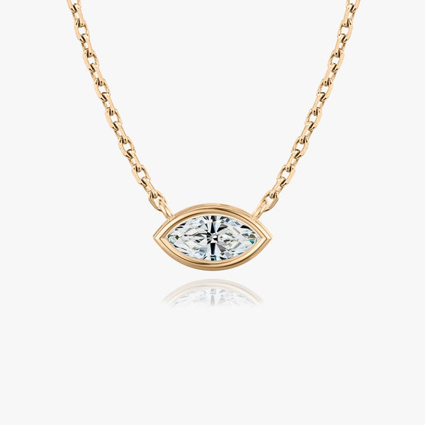 1.0 CT Marquise Bezel Solitaire Lab Grown Diamond Necklace