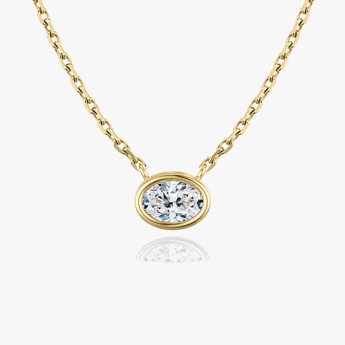 1.0 CT Oval Bezel Lab Grown Diamond Necklace
