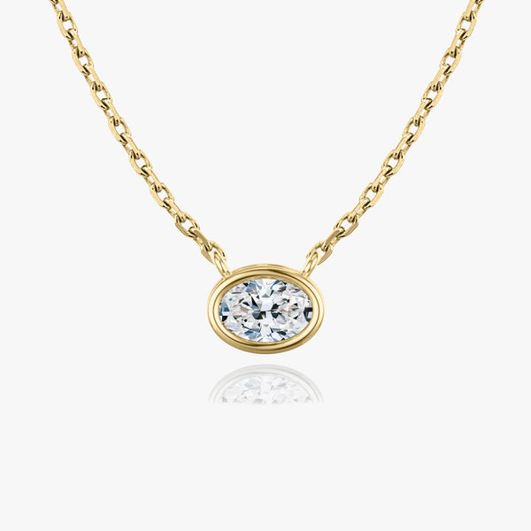1.0 CT Oval Bezel Lab Grown Diamond Necklace