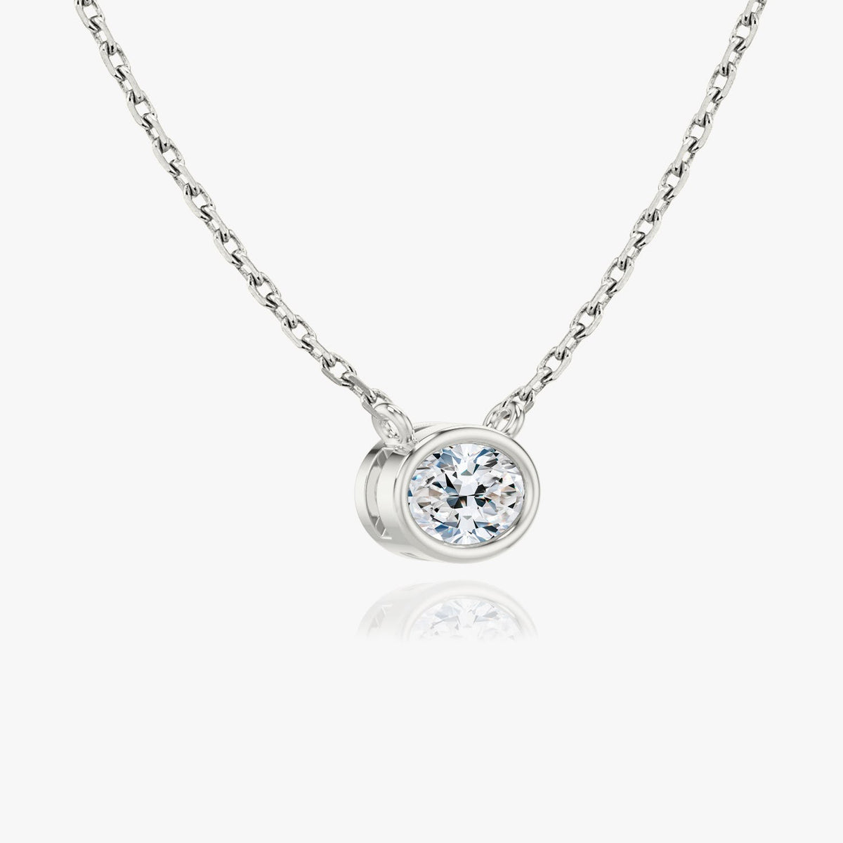 1.0 CT Oval Bezel Lab Grown Diamond Necklace