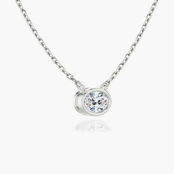1.0 CT Oval Bezel Lab Grown Diamond Necklace