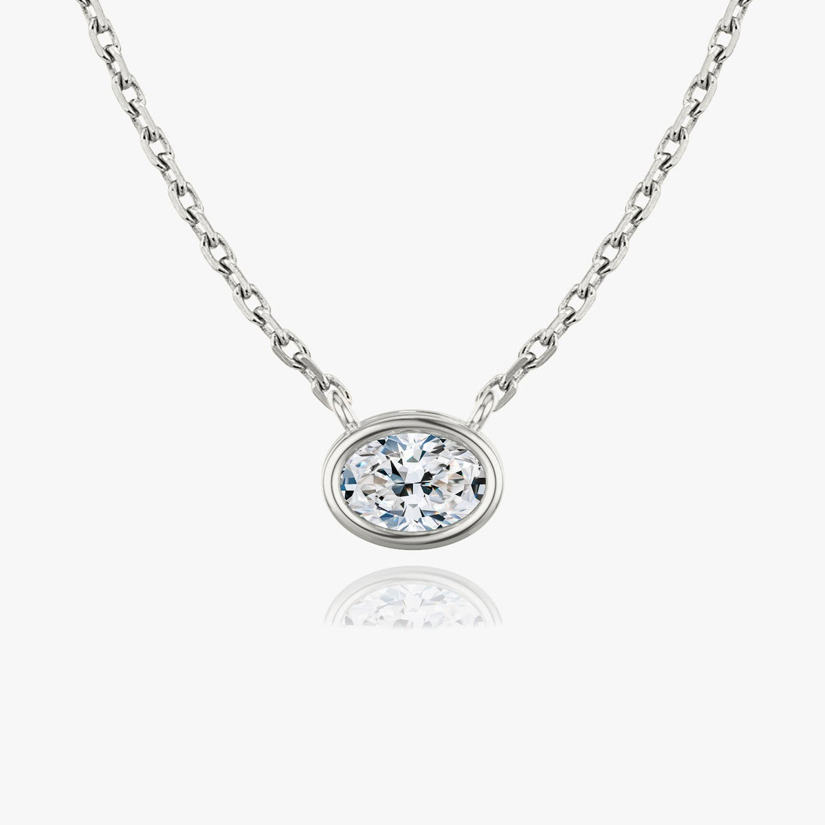 1.0 CT Oval Bezel Lab Grown Diamond Necklace 主图
