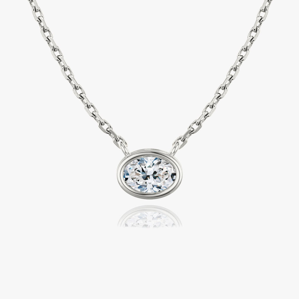 1.0 CT Oval Bezel Lab Grown Diamond Necklace