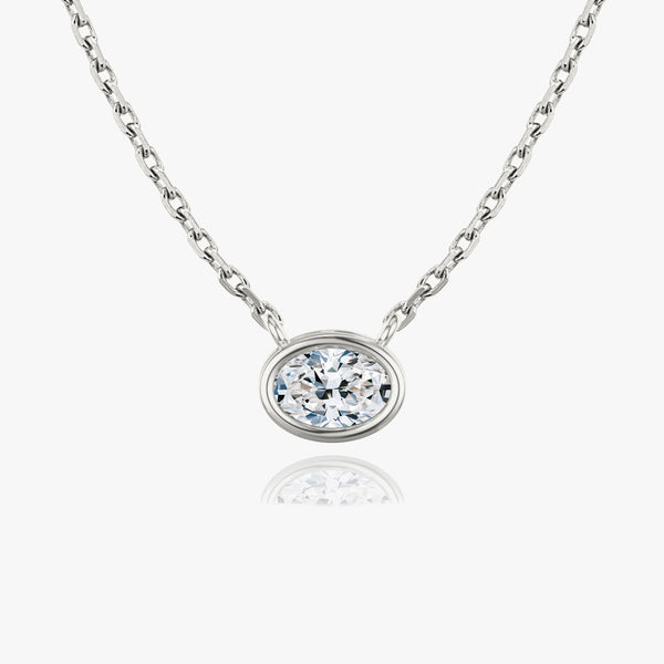 1.0 CT Oval Bezel Lab Grown Diamond Necklace