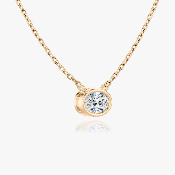1.0 CT Oval Bezel Lab Grown Diamond Necklace